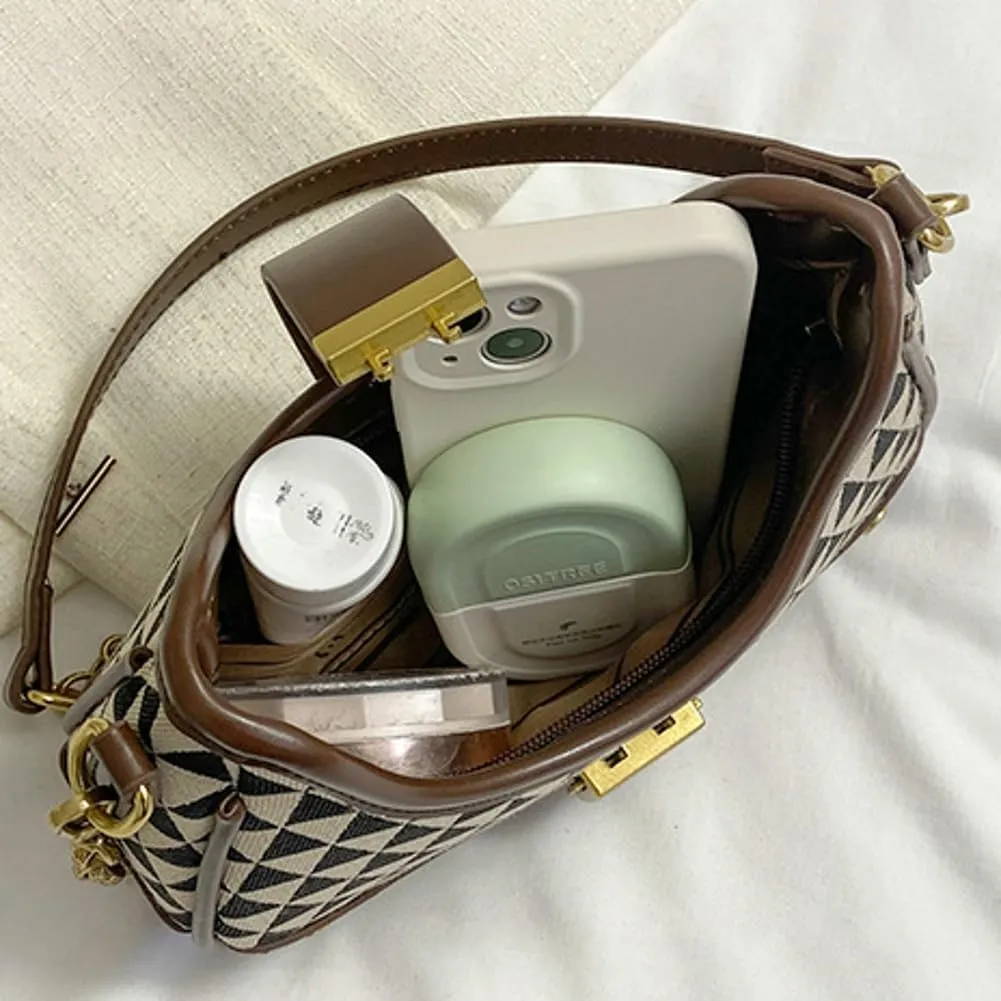 Shoulder Bag Purse for Women Trendy Plaid Hobo Bags Small Crescent Saddle Bags Tote Handbag Crossbody Bag