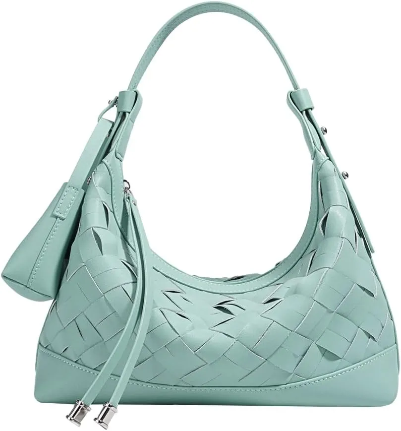 Shoulder Bags for Women Woven Leather Crossbody Bags Clutch Hobo Handbag Trendy Crescent Bag Work Travel Daily