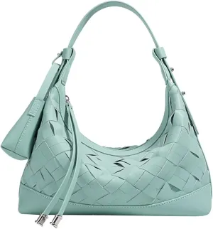 Shoulder Bags for Women Woven Leather Crossbody Bags Clutch Hobo Handbag Trendy Crescent Bag Work Travel Daily