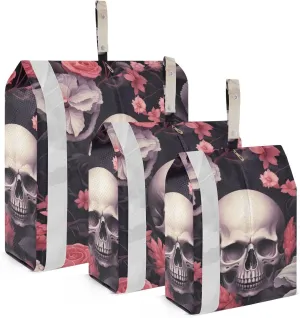 Skull Flowers Compression Packing Cubes, 3pcs Compressible Expandable Travel Packing Organizer, Travel Cubes for Suitcase Carry On