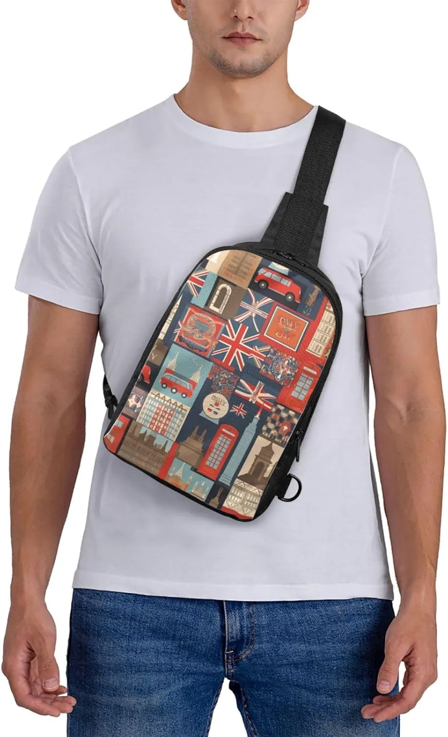 Sling bag for Women Men Trendy Sling Bakpack Casual Chest Bag England Symbols Fanny Pack for Travel Hiking
