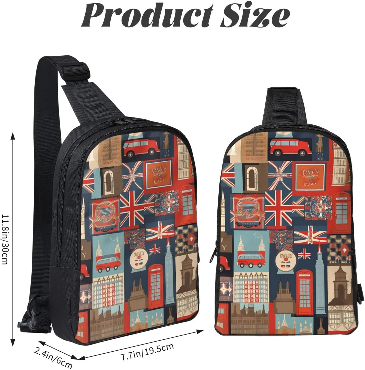 Sling bag for Women Men Trendy Sling Bakpack Casual Chest Bag England Symbols Fanny Pack for Travel Hiking