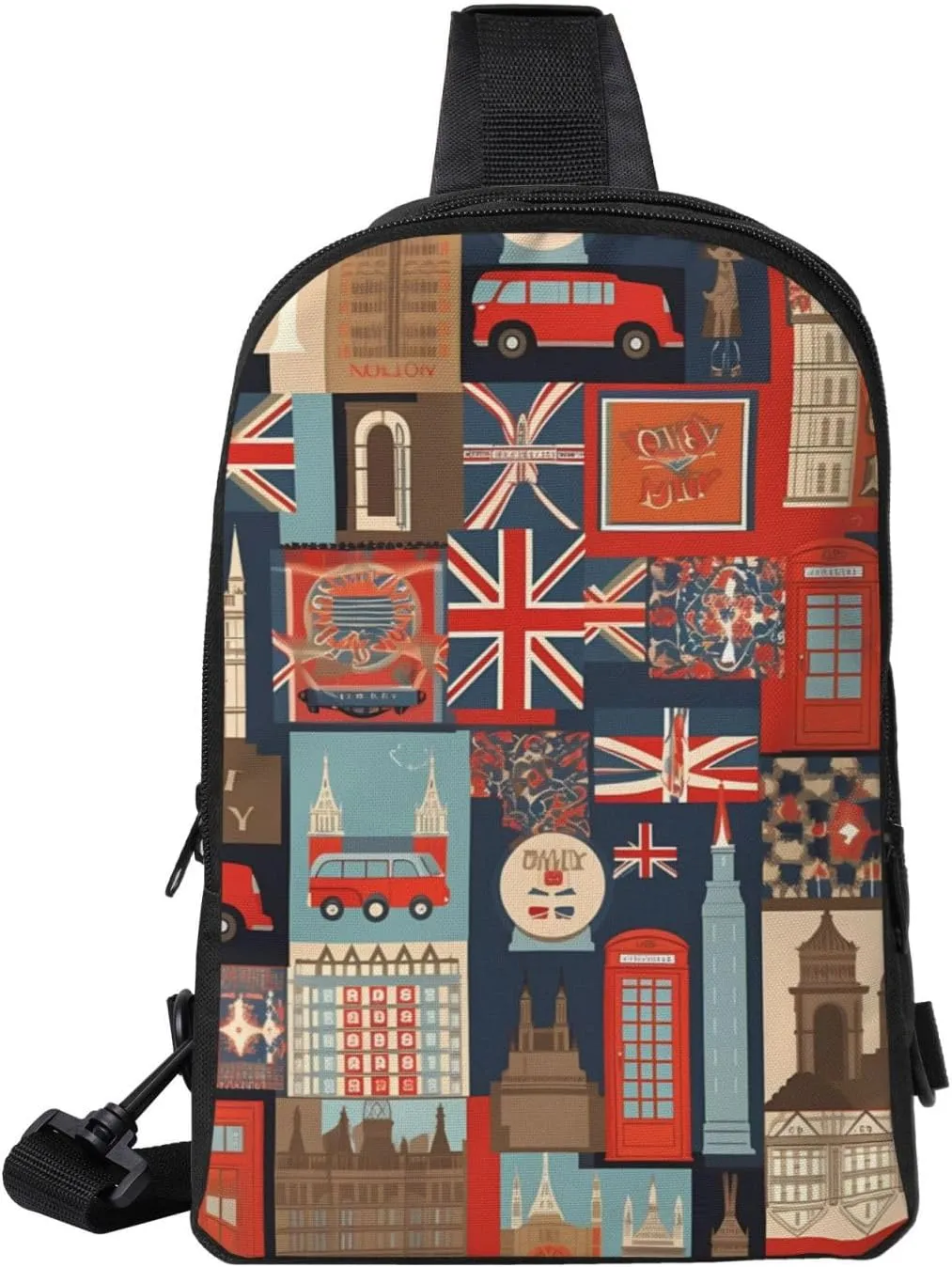 Sling bag for Women Men Trendy Sling Bakpack Casual Chest Bag England Symbols Fanny Pack for Travel Hiking