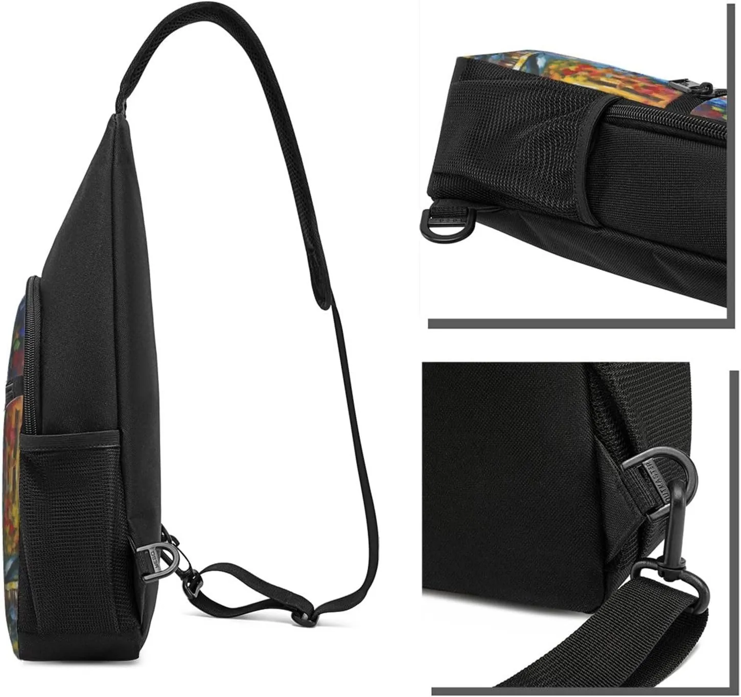 Sling bag for Women Men Trendy Sling Bakpack Casual Chest Bag Paris Eiffel Painting Fanny Pack for Travel Hiking
