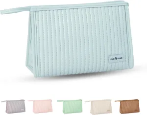 Small Compact Large Capacity Makeup Bag Cute Aesthetic Cosmetic Bags for Travel Essentials Organizer Waterproof Soft Leather Makeup Bag Zipper Pouch Portable Toiletry Bag for Women