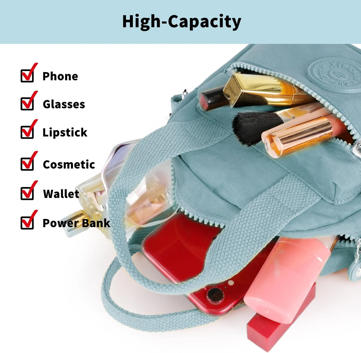 Small Tote Bag with Zipper, Women Waterproof Mini Crossbody Handbags Shoulder Bag Ladies Casual Satchel