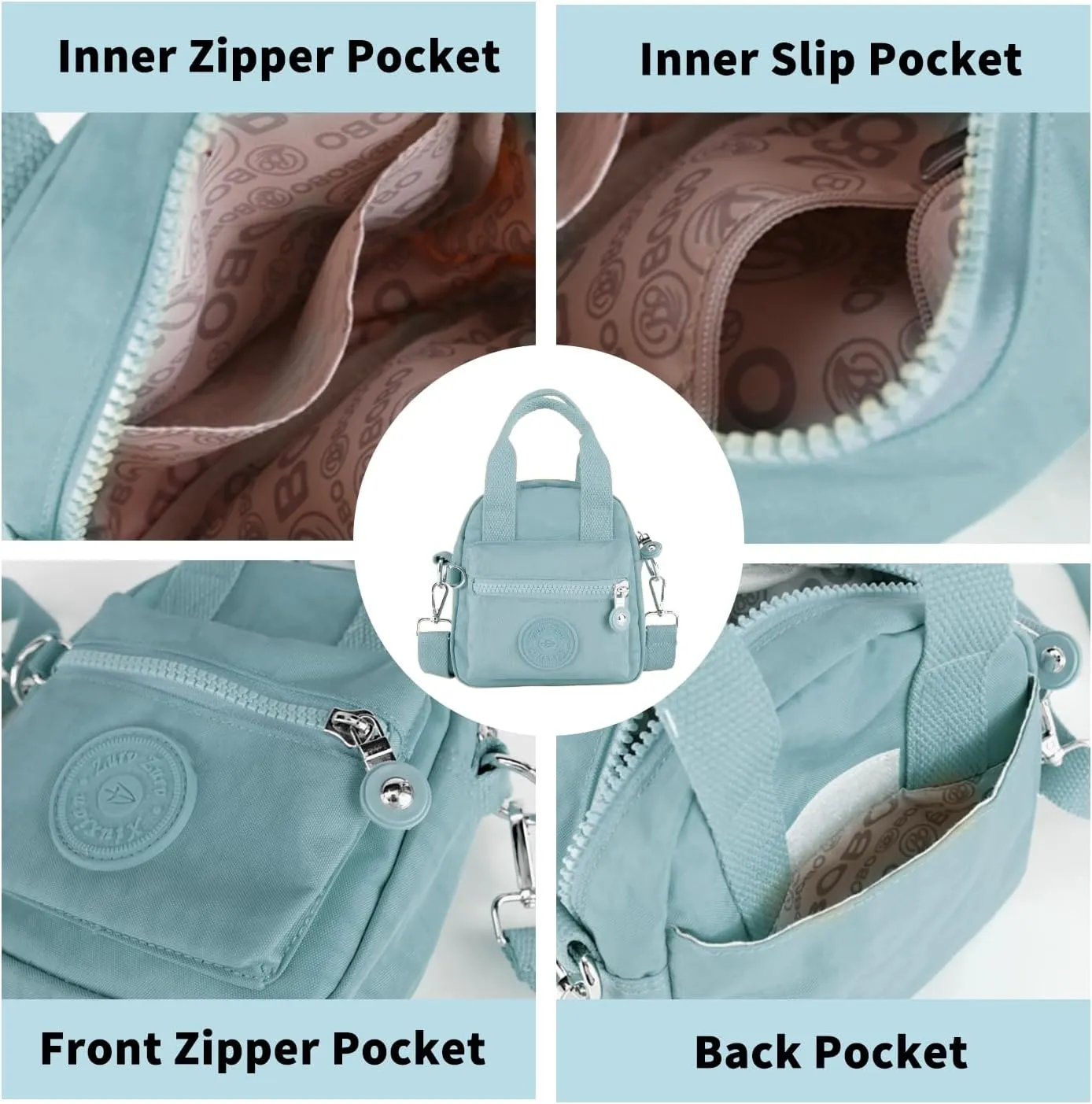 Small Tote Bag with Zipper, Women Waterproof Mini Crossbody Handbags Shoulder Bag Ladies Casual Satchel
