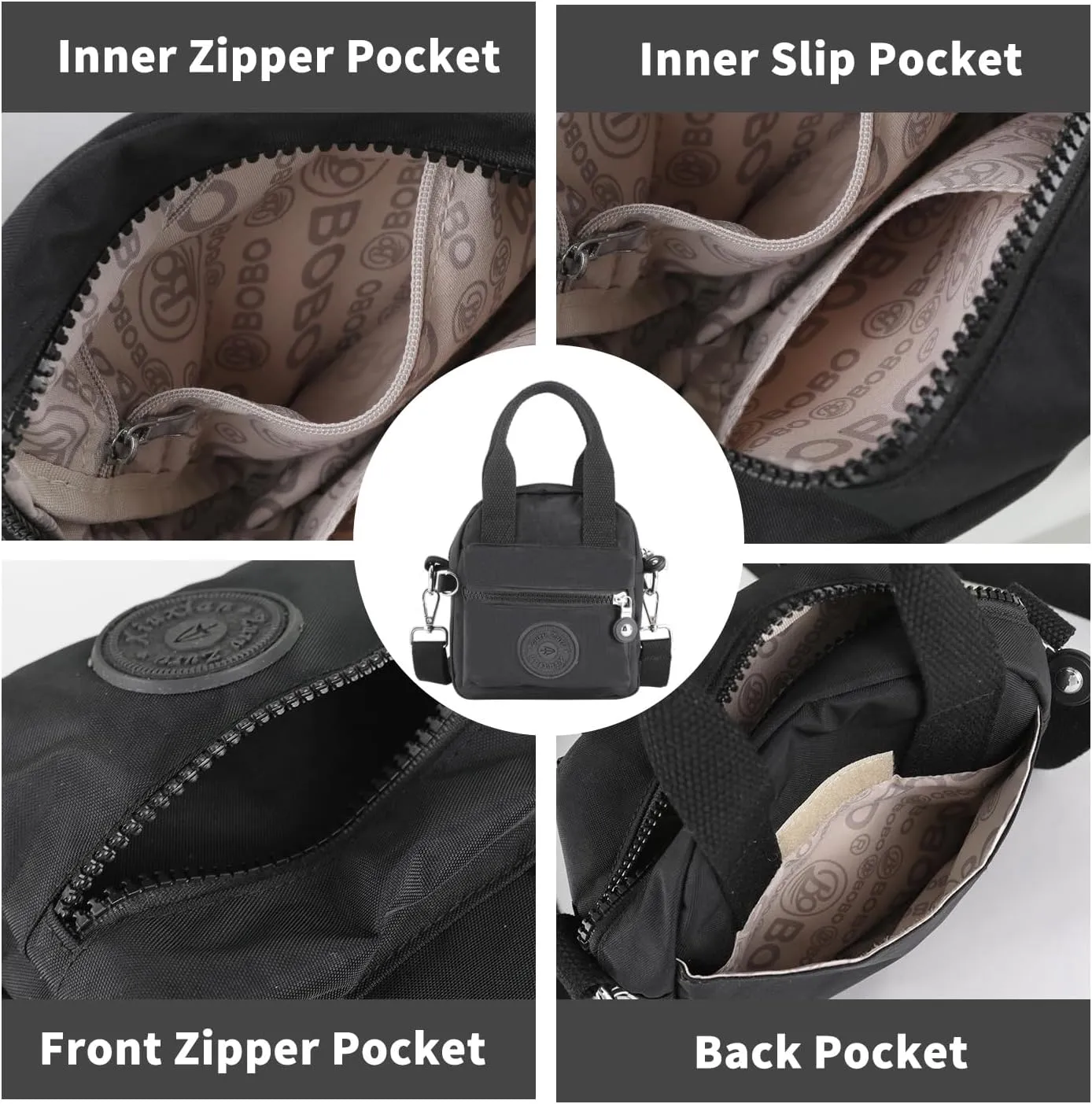 Small Tote Bag with Zipper, Women Waterproof Mini Crossbody Handbags Shoulder Bag Ladies Casual Satchel