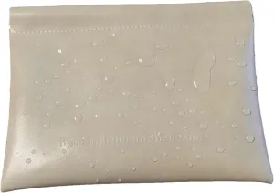 Small Waterproof Cosmetic Bag for Women - Self-Closing Travel Makeup Organizer, Portable Storage Bag, Compact Design, Durable Pu Leather Material (Beige)