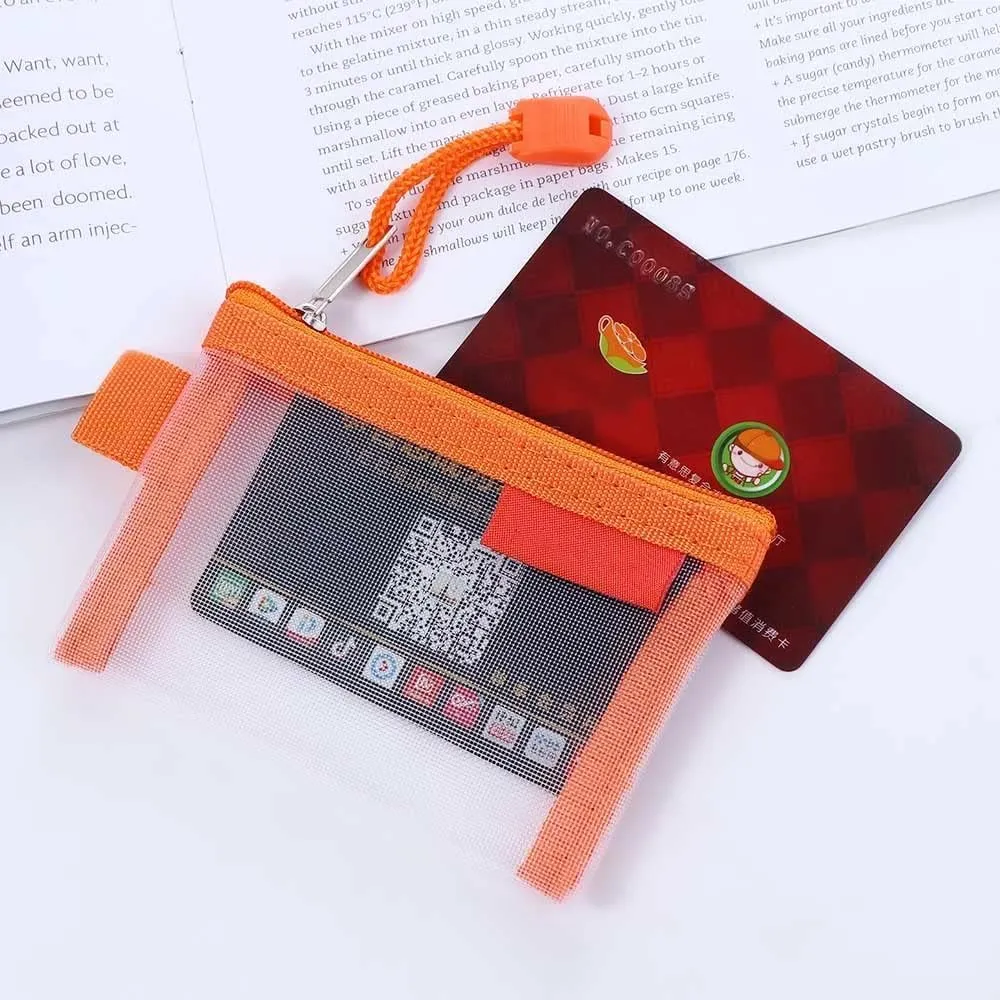 Small Zipper Pouchs Mini Zipper Mesh Bags,Mesh Coin Purse Small Portable Cosmetic Case Mesh Storage Bags,for Travel Home ContainerBags and CasesCosmetic Bags (Orange)