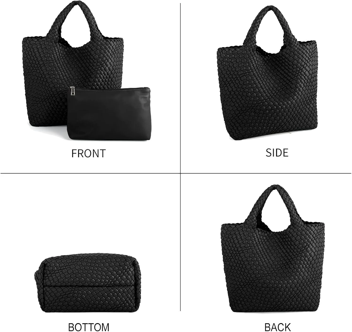 SUMICH Vegan Leather Hand-Woven Bag Purses and Handbags for Woman Top Handle Satchel Bags Ladies Leather Totes