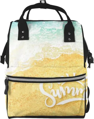 Summer Beach Diaper Bag Backpack Large Capacity Multifunction with Insulated Pockets Waterproof Baby Diaper Bags Baby Travel Essentials for Dads, Moms, Newborns
