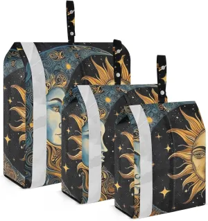 Sun and Moon Compression Packing Cubes, 3pcs Compressible Expandable Travel Packing Organizer, Travel Cubes for Suitcase Carry On