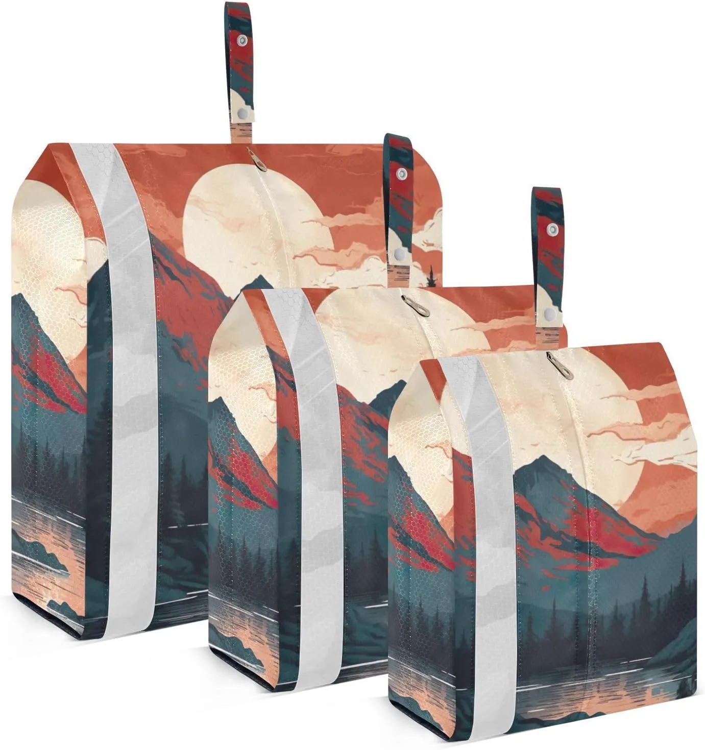 Sunset Mountain Compression Packing Cubes, 3pcs Compressible Expandable Travel Packing Organizer, Travel Cubes for Suitcase Carry On