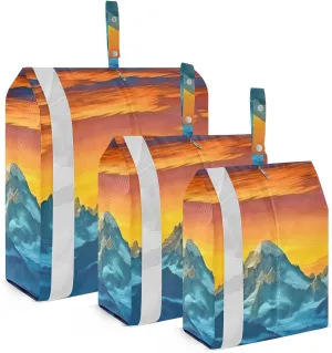 Sunset Mountain Compression Packing Cubes, 3pcs Compressible Expandable Travel Packing Organizer, Travel Cubes for Suitcase Carry On