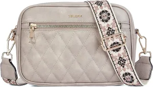 Telena Crossbody bags for Women Trendy Quilted Crossbody Bag Faux Leather Purse with Wide Strap