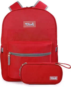 Tilami 20L Basic Backpack for Men and Women,17 inch Laptop Backpack for Travel,Red