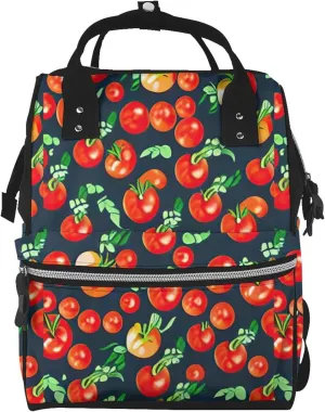 Tomatoes Diaper Bag Backpack Large Capacity Multifunction with Insulated Pockets Waterproof Baby Diaper Bags Baby Travel Essentials for Dads, Moms, Newborns