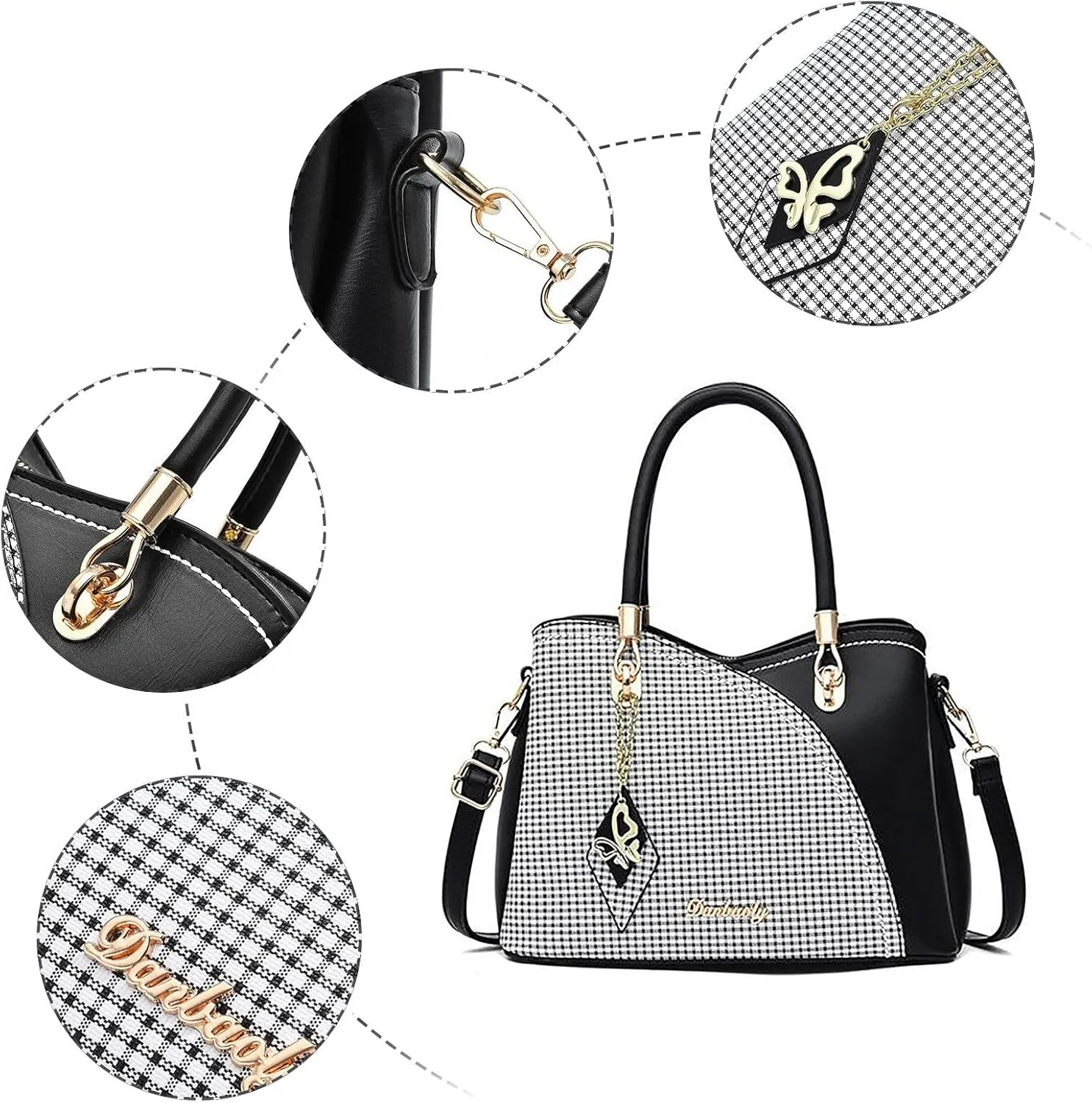 Tote Bag For Women Color Block Women Hobo Handbags Large Capacity Plaid Middle Shoulder Messenger Bag For Daily Work J