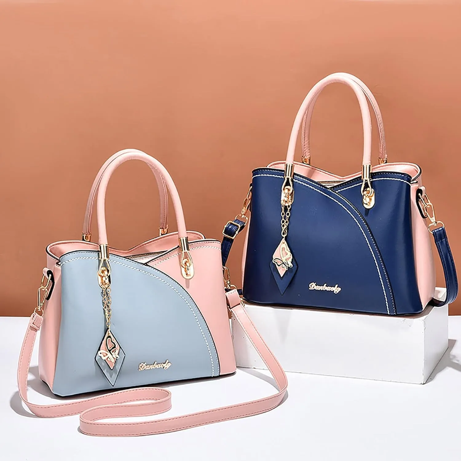 Tote Bag For Women Color Block Women Hobo Handbags Large Capacity Plaid Middle Shoulder Messenger Bag For Daily Work J