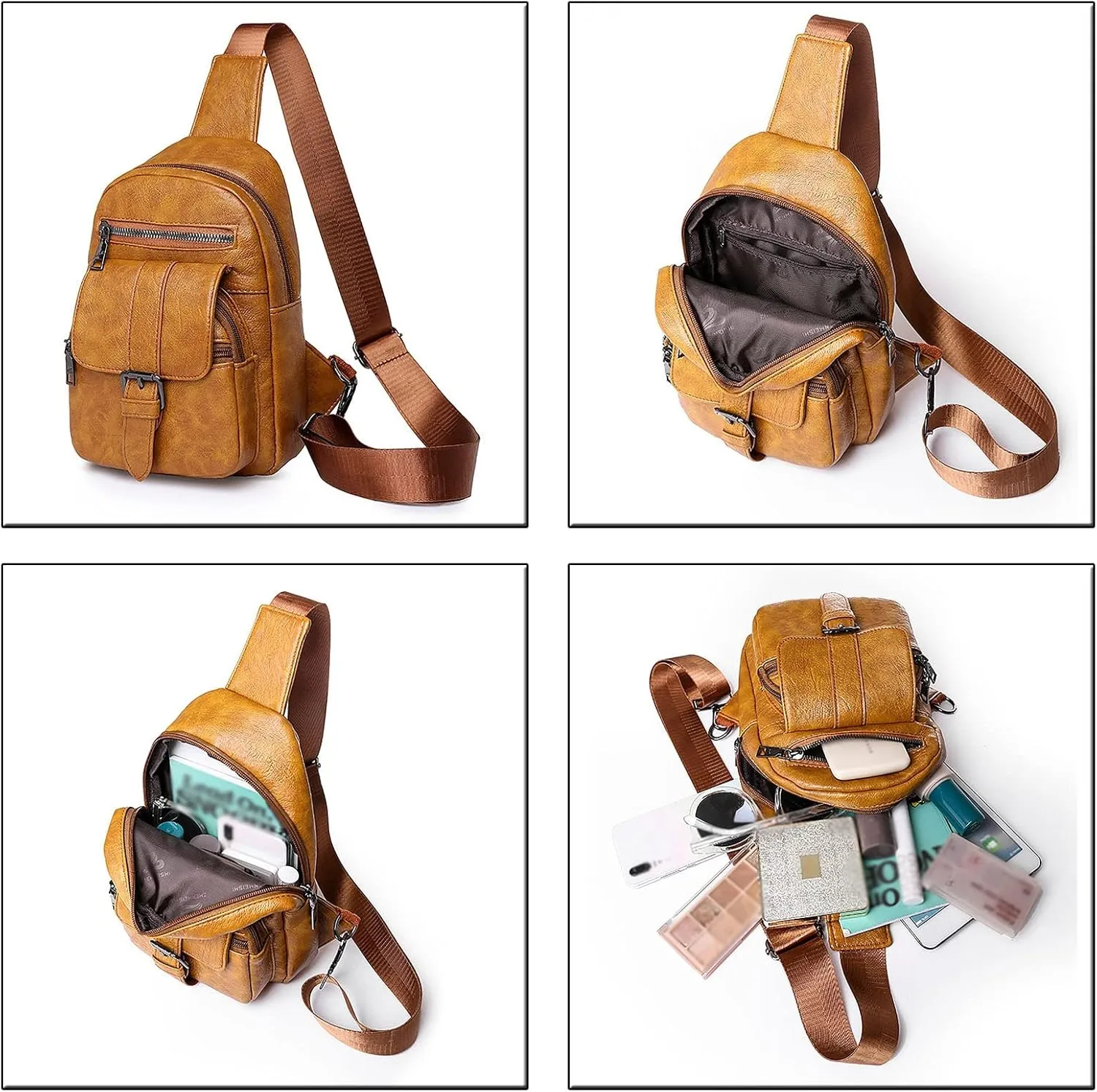 Tote Bag For Women Men Chest Bag Sling Bag Small Crossbody Pu Leather Satchel Day pack Fashion Shoulder Strap Bags J