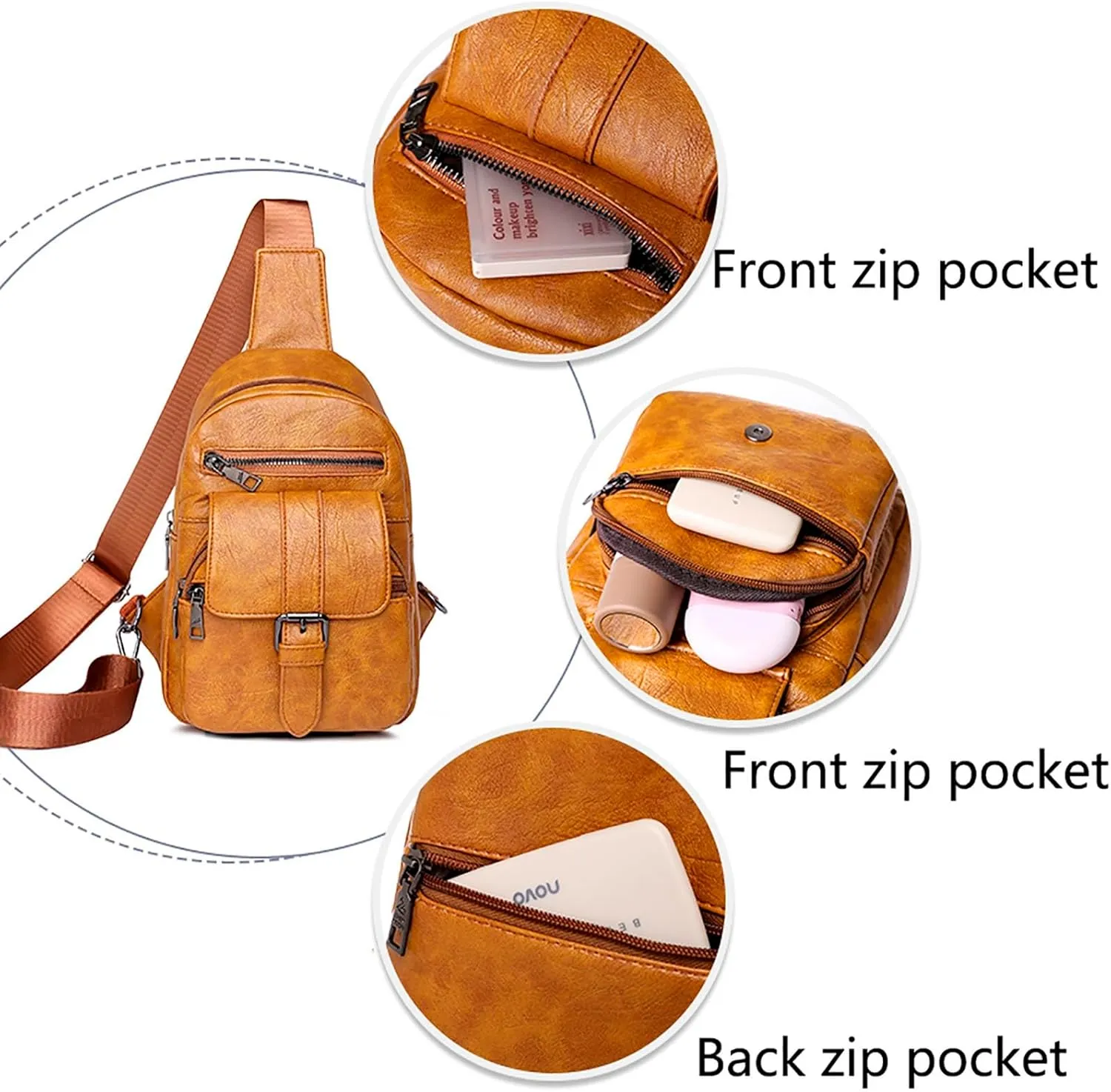 Tote Bag For Women Men Chest Bag Sling Bag Small Crossbody Pu Leather Satchel Day pack Fashion Shoulder Strap Bags J