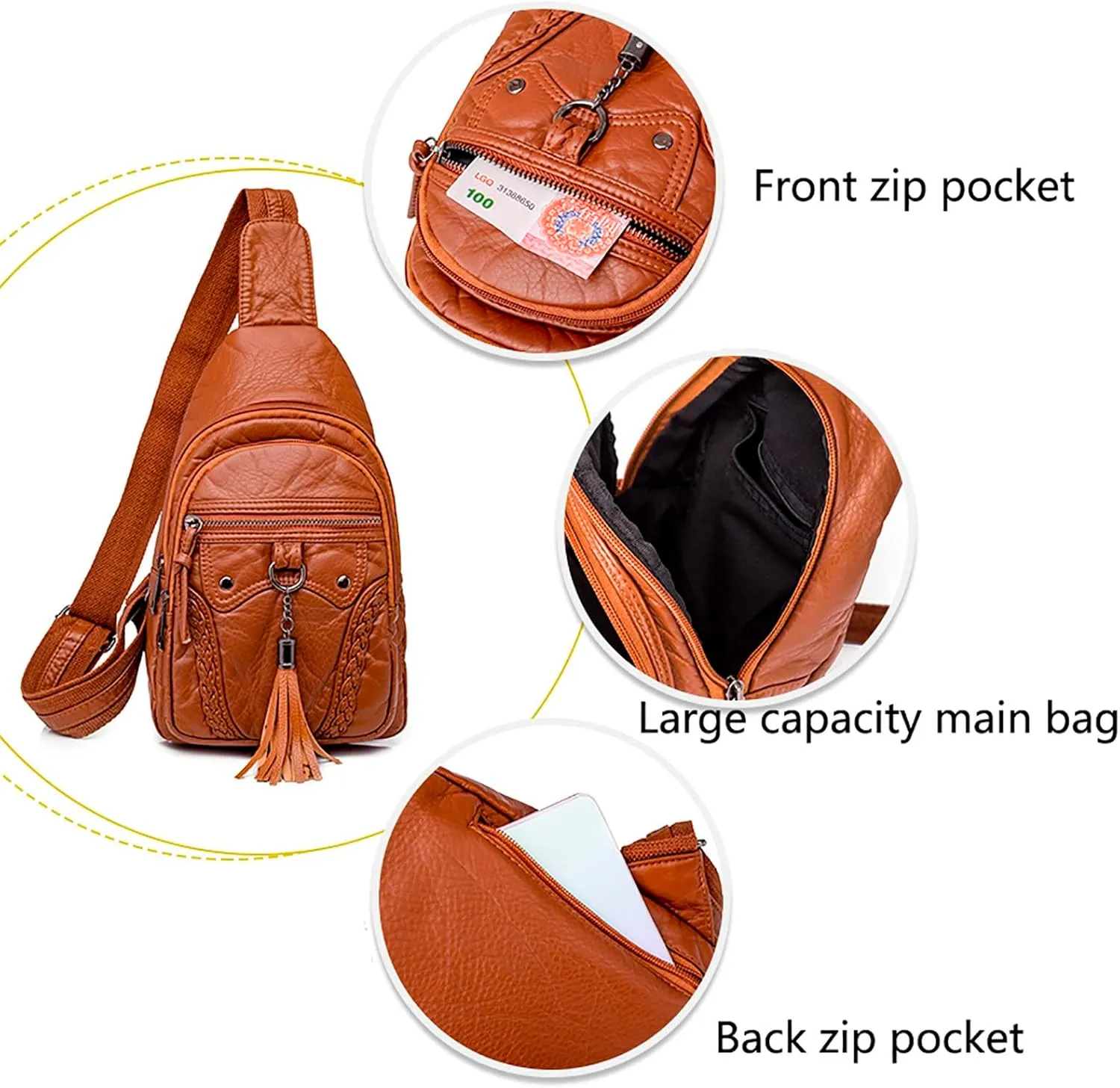 Tote Bag For Women Retro Chest Bag Sling Bag Small Crossbody Pu Leather Satchel Day pack Fashion Shoulder Outdoor Bags P