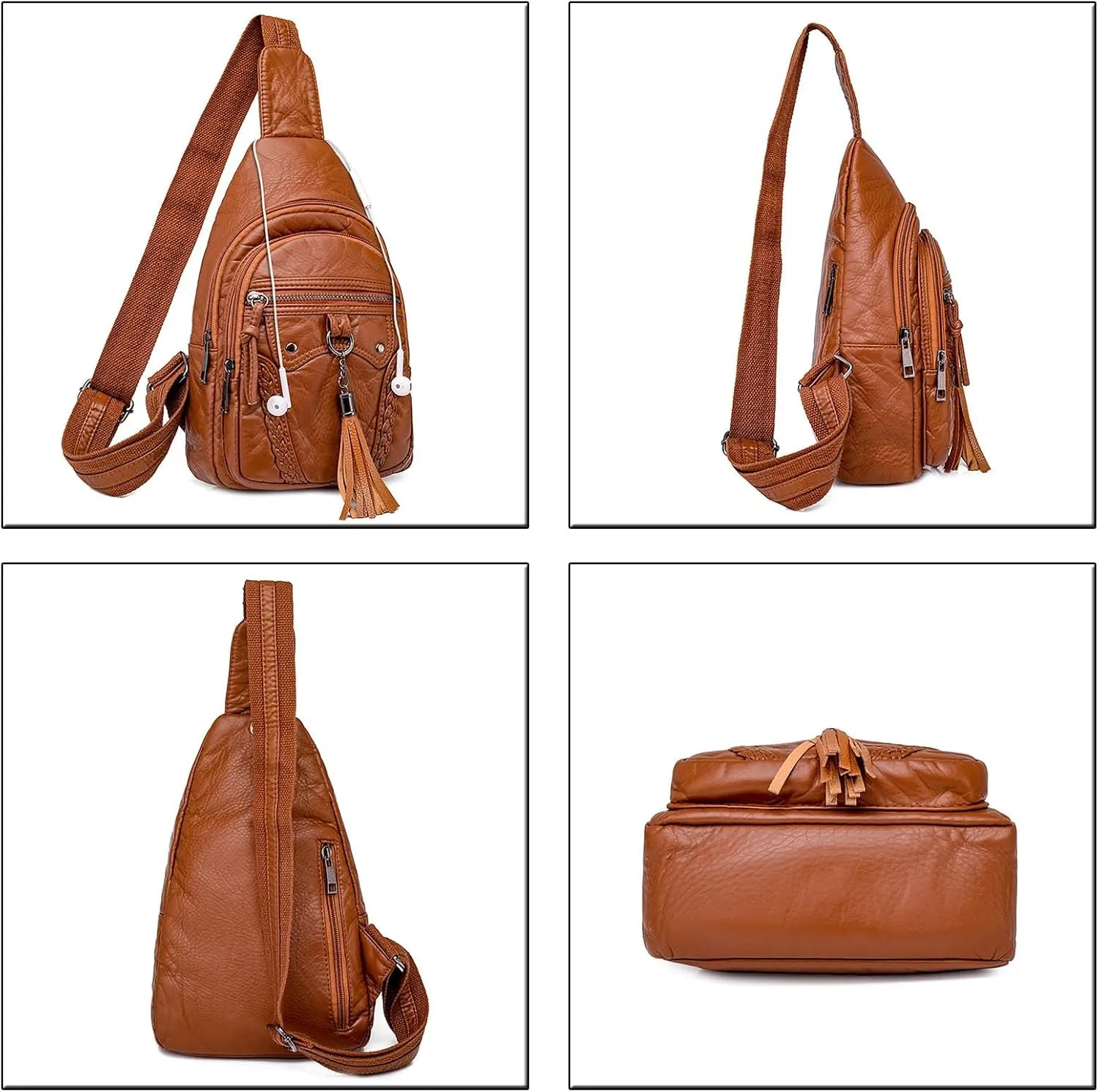 Tote Bag For Women Retro Chest Bag Sling Bag Small Crossbody Pu Leather Satchel Day pack Fashion Shoulder Outdoor Bags P