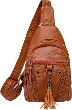 Tote Bag For Women Retro Chest Bag Sling Bag Small Crossbody Pu Leather Satchel Day pack Fashion Shoulder Outdoor Bags P