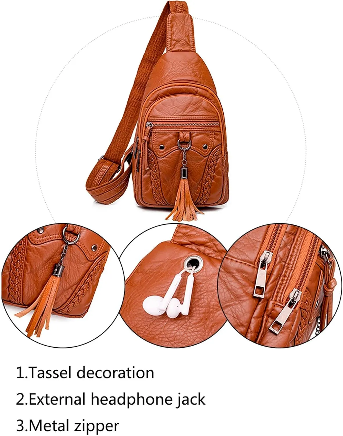 Tote Bag For Women Retro Chest Bag Sling Bag Small Crossbody Pu Leather Satchel Day pack Fashion Shoulder Outdoor Bags P