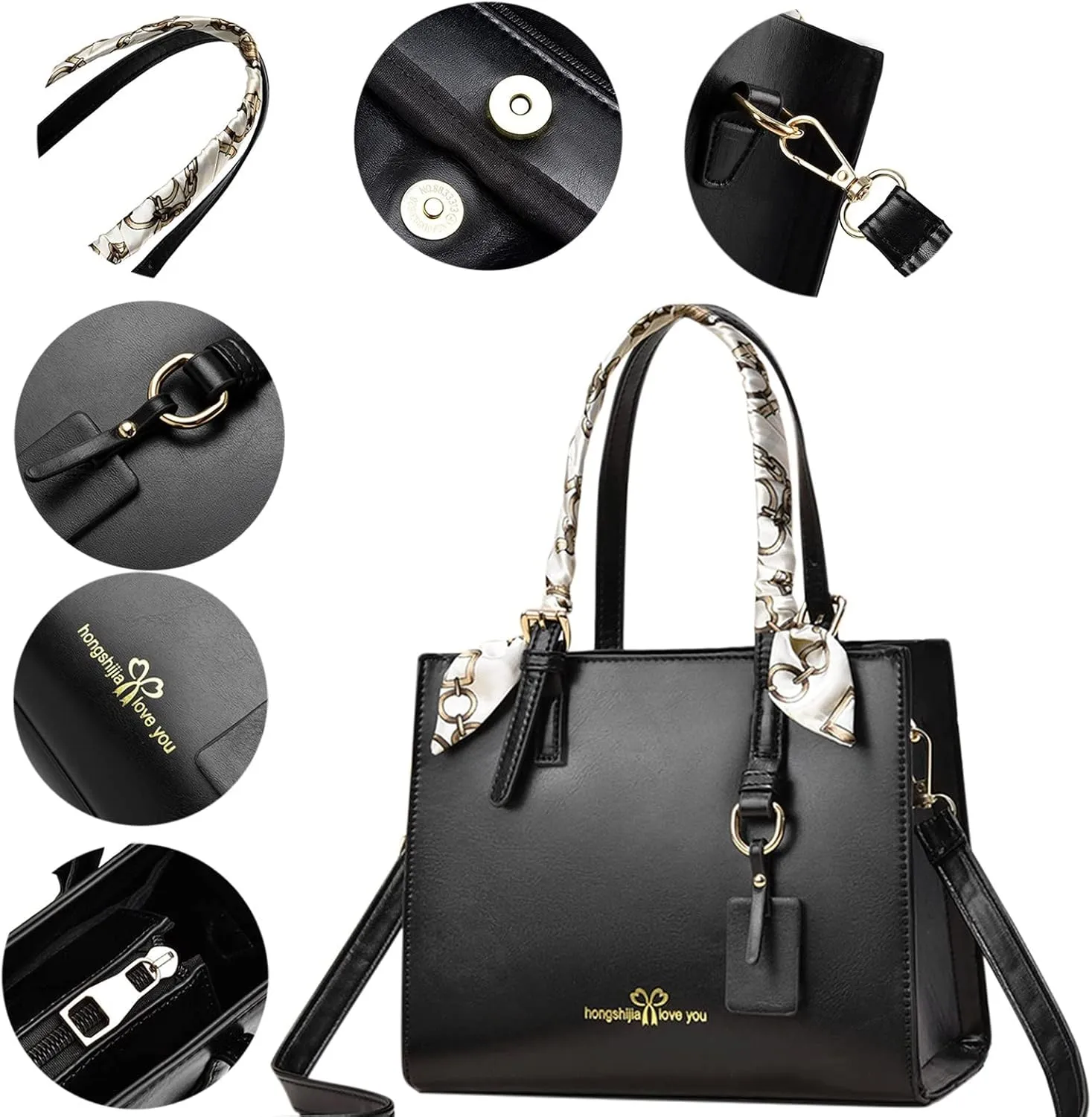 Tote Bag For Women Scarf Handle Handbags Ladies Purse Satchel Shoulder Bags Leather Bag For Mom Travel M