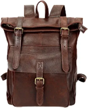 Travel Bags Mens Leather Casual Daypack Hiking Daypacks Laptop Bags Cowhide Backpacks Business Briefcases (Brown)