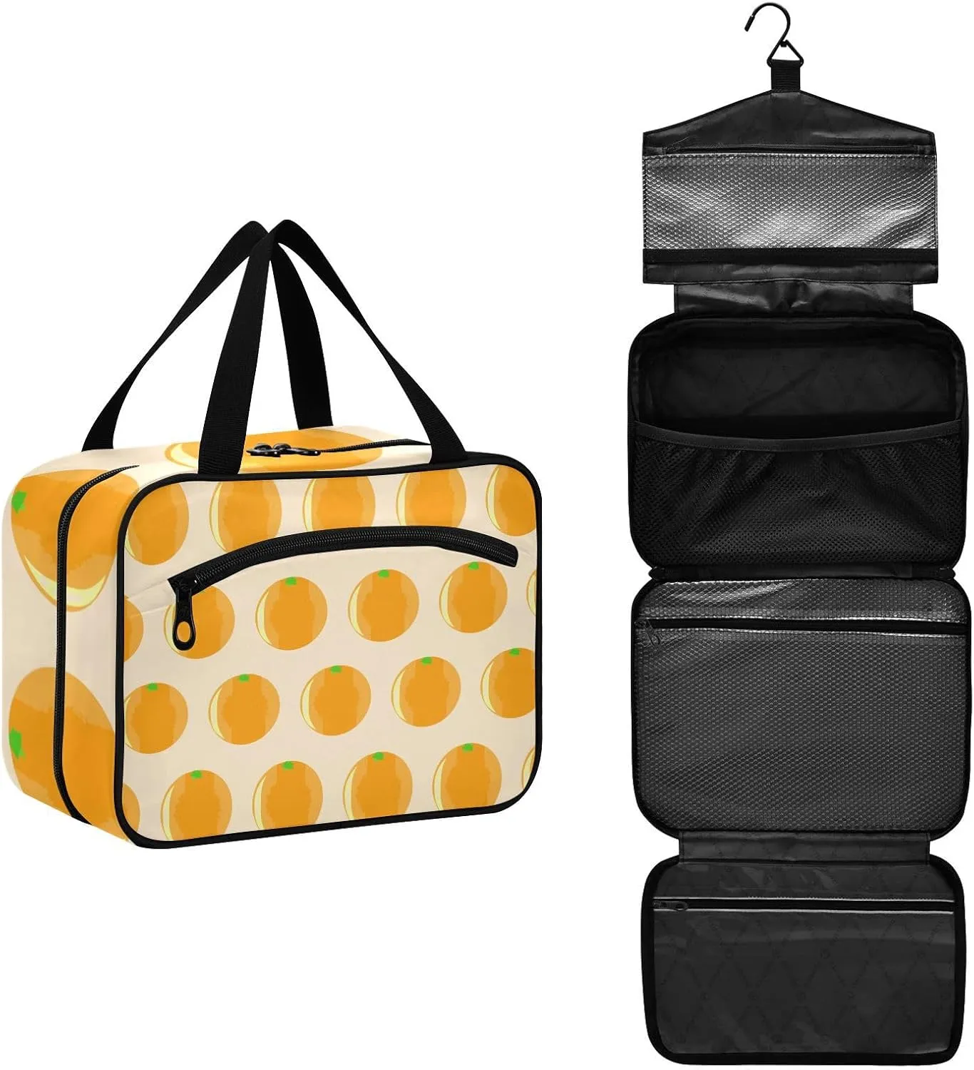 Travel Toiletry Bag Hanging Cosmetic Bag Compact Toiletry Bag with Large Capacity for Women Large Fruits Oranges
