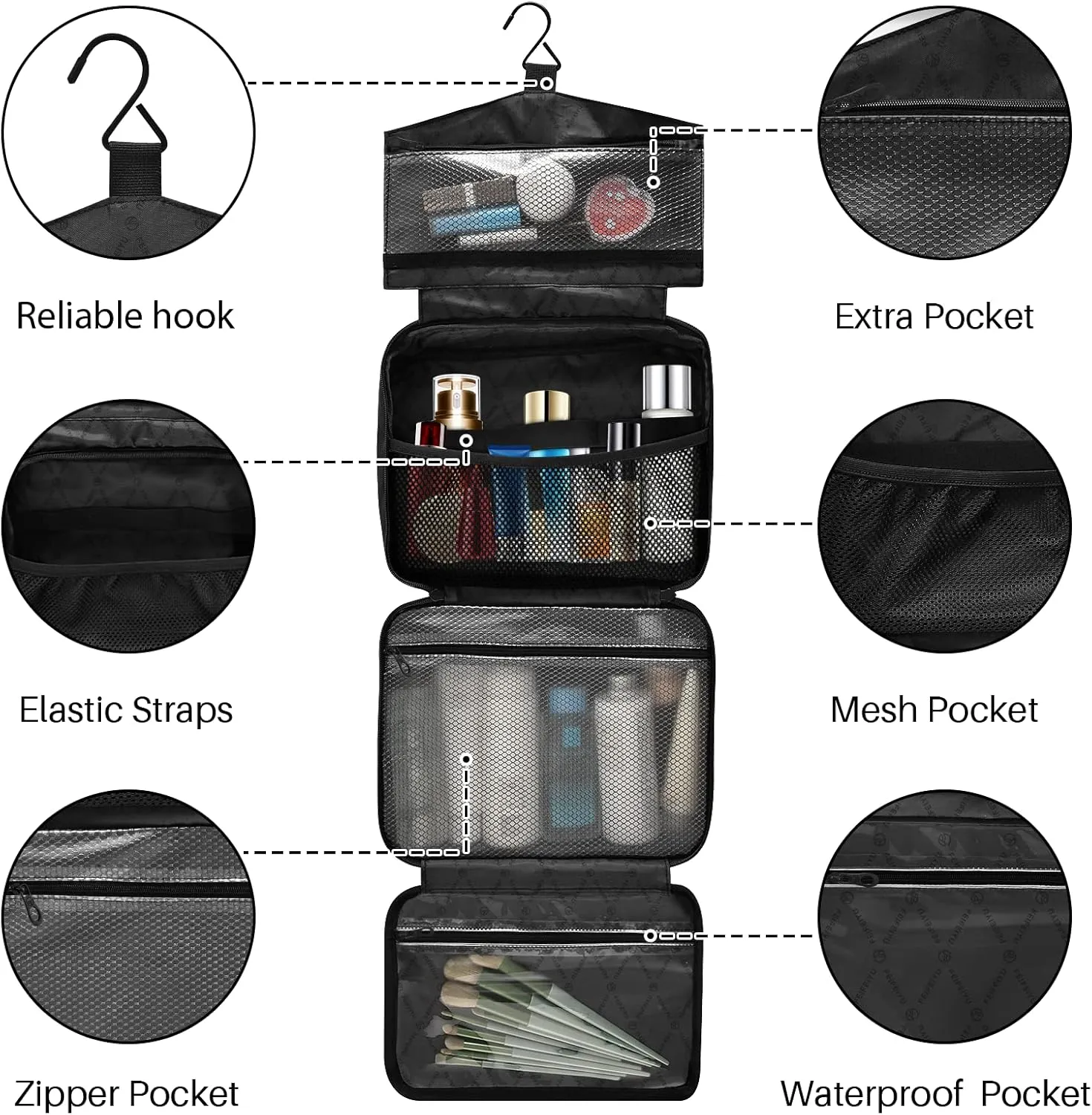 Travel Toiletry Bag Hanging Cosmetic Bag Compact Toiletry Bag with Large Capacity for Women Large Fruits Oranges