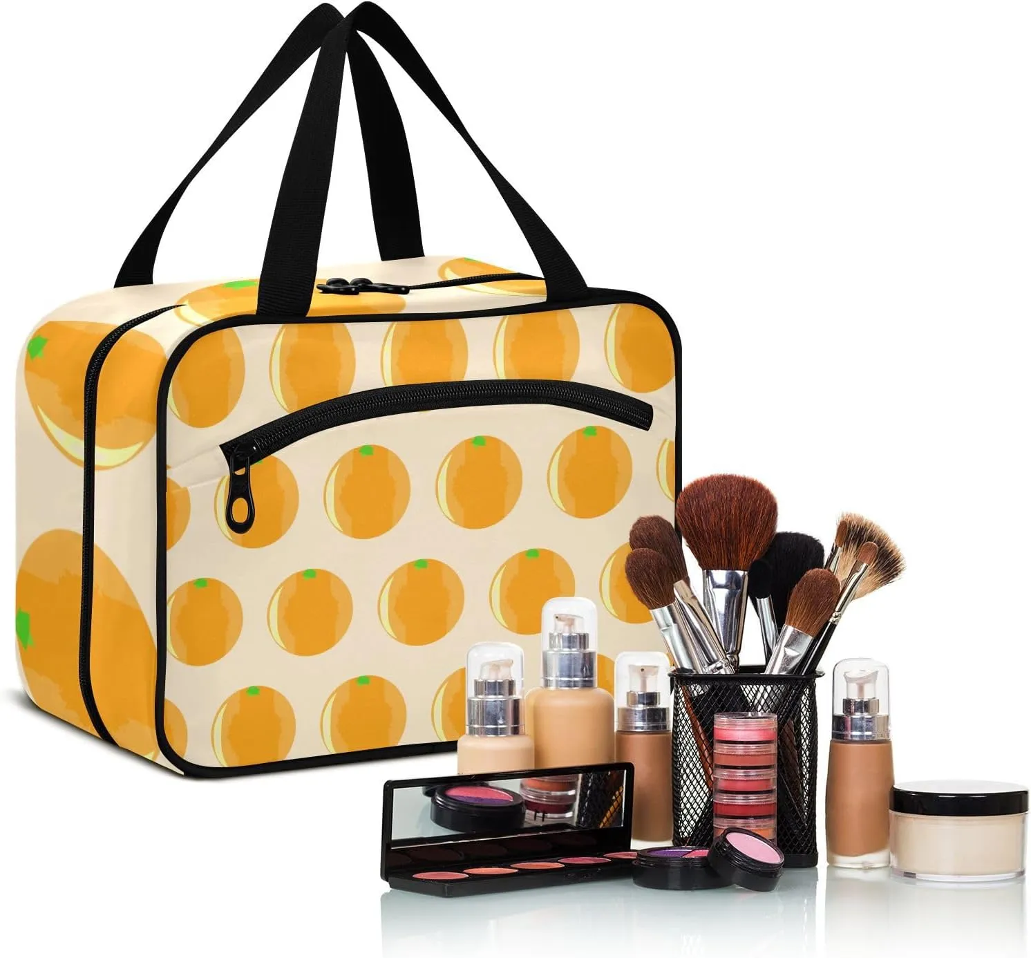 Travel Toiletry Bag Hanging Cosmetic Bag Compact Toiletry Bag with Large Capacity for Women Large Fruits Oranges