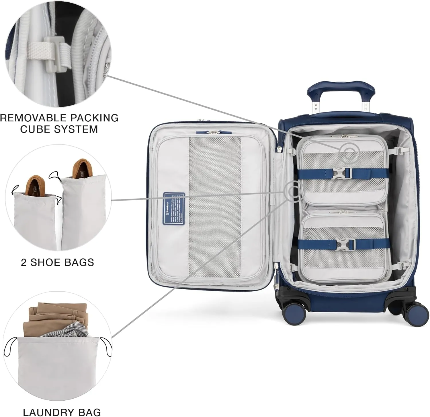 Travelpro VersaPack  Lightweight Softside Expandable Carry on Luggage, 8 Spinner Suitcase, TSA Lock, Men and Women, Compact Carry On 20-Inch, Estate Blue