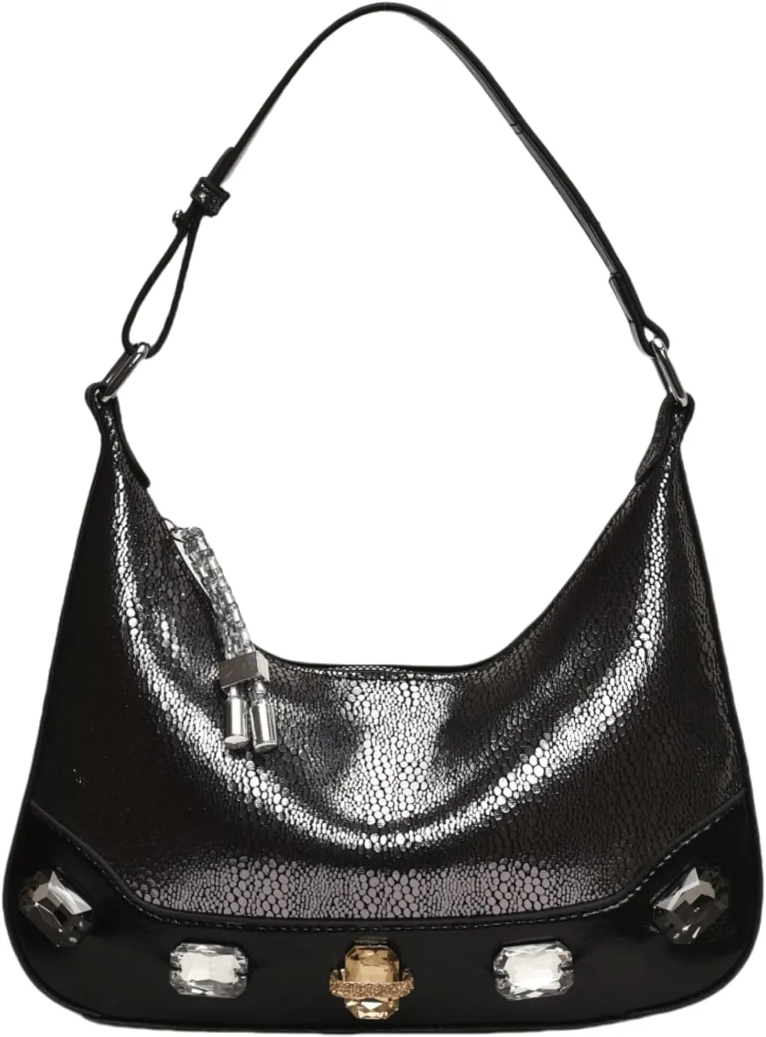 Trendy Snake Print Hobos Handbag Purse for Women Shoulder Crossbody Bag Retro Diamond Totes with Removable Strap