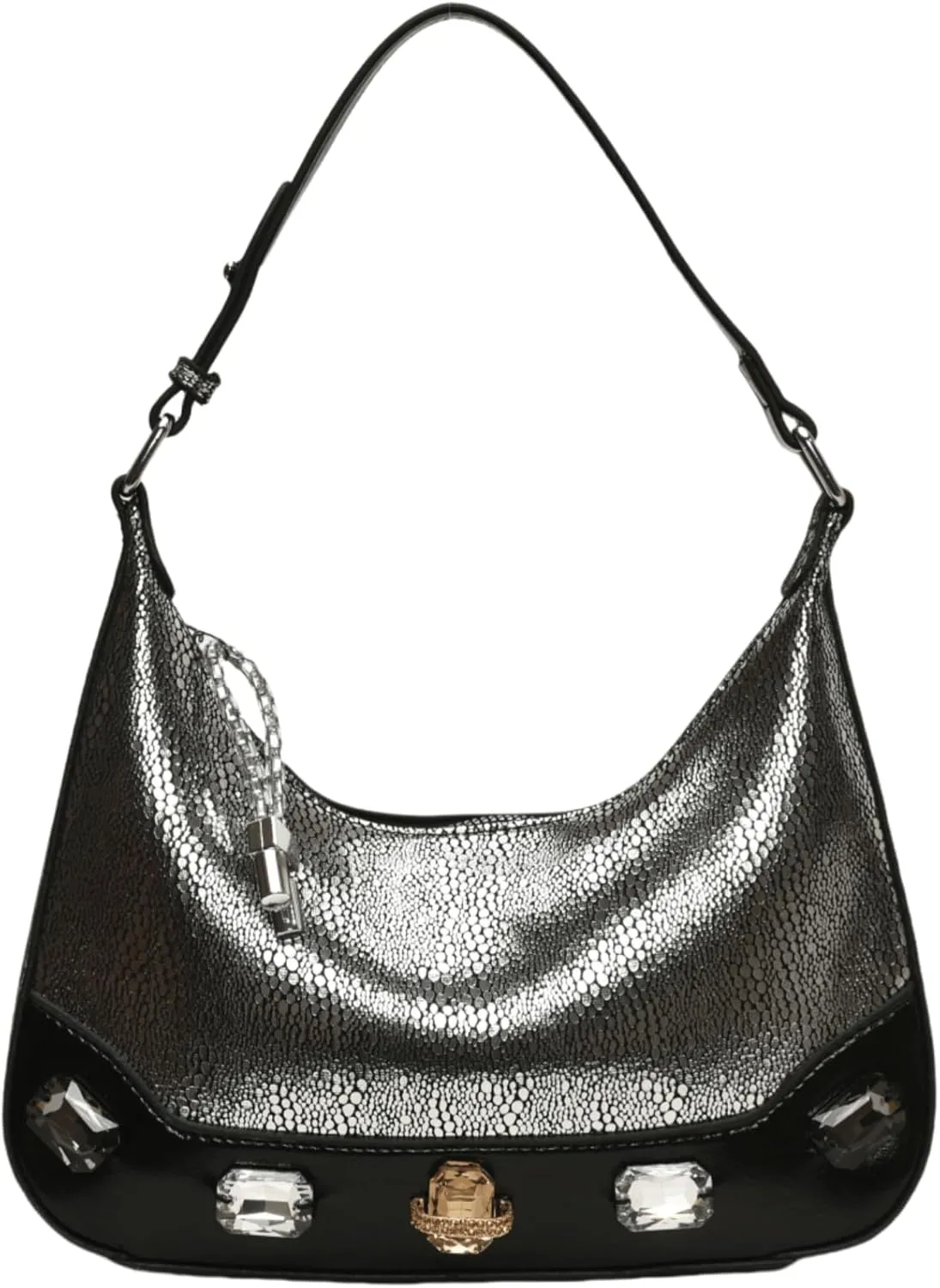 Trendy Snake Print Hobos Handbag Purse for Women Shoulder Crossbody Bag Retro Diamond Totes with Removable Strap