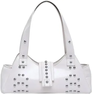 Trendy Vegan Leather Shoulder Bags for Women Small Y2k Underarm Purse Rivet Punk Tote Bags Handbags Satchels