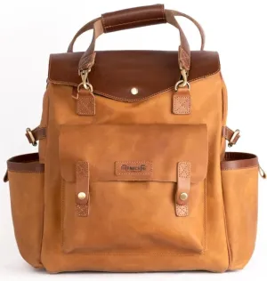 Trip Machine Company Genuine Leather Motorcycle Outlander Saddlebag Sissy Bar Laptop Backpack Adventure Quick Access Pocket 20 L Capacity Handbag (Vintage Tan)