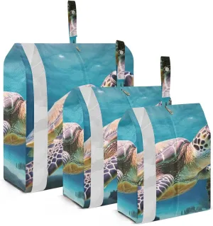 Turtle Pattern Compression Packing Cubes, 3pcs Compressible Expandable Travel Packing Organizer, Travel Cubes for Suitcase Carry On