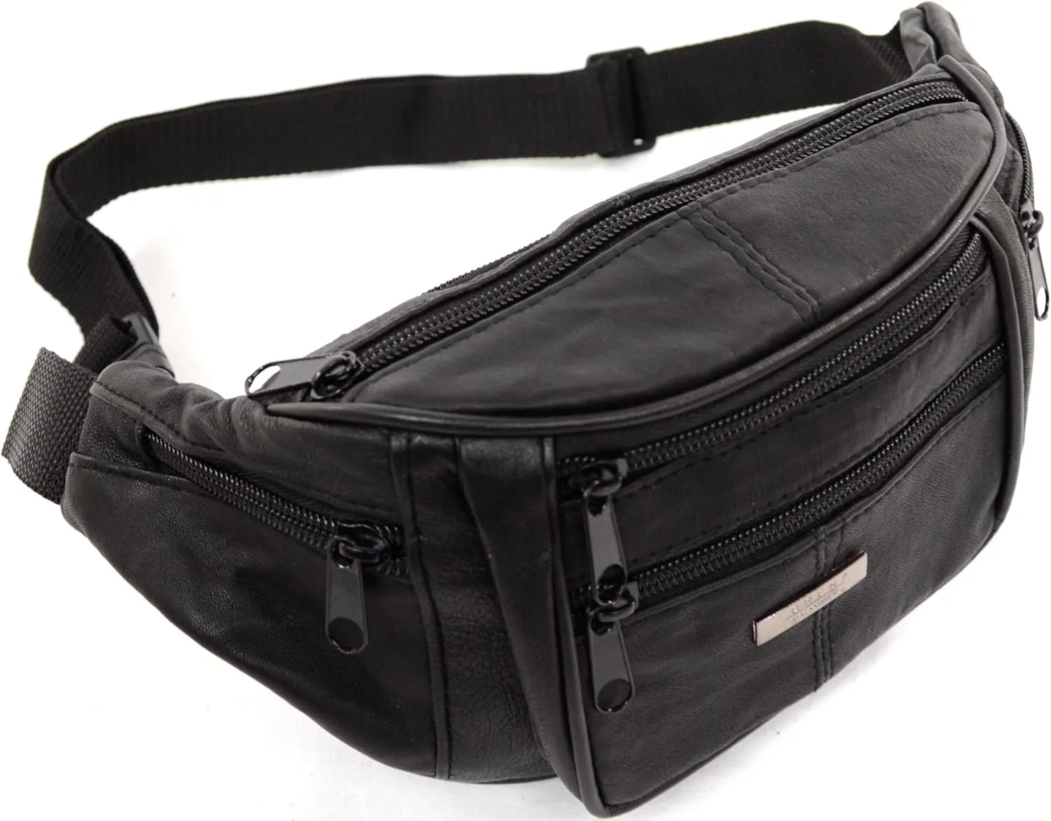 Unisex Soft Nappa Leather Waist Bag/Money Belt/Fanny Pack, Multiple Pockets
