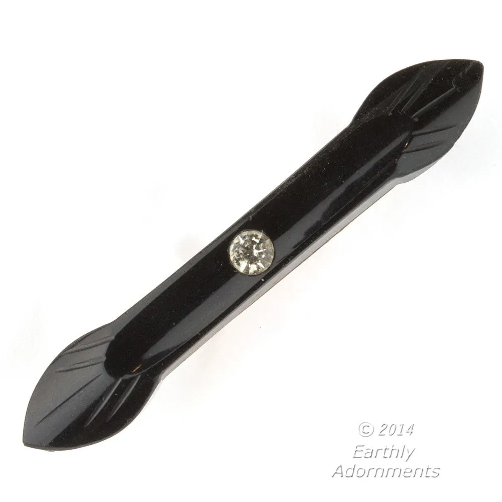 Victorian jet glass brooch with paste stone. pnvc1005(e)