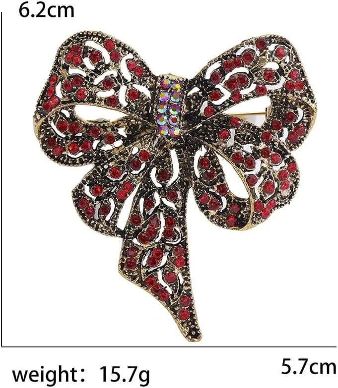 Vintage Big Bow Knot Rhinestones Sparkly Brooches Lapel Pin Ribbon Brooch Classic for Women Girls Dainty Dresses Suit Shirt Clothes Accessories