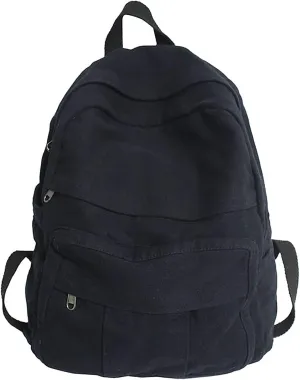 Vintage Canvas Backpack, Classic Daypack with Multiple Pockets, Rushbag, Bookbag, Multi Colors (Vintage, Black)