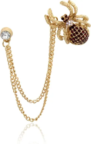Vintage Crystal Animal Brooch Lapel Pin for Men Gold Silver Bird Bee Rhinestone With Hanging Chain Brooch for Men Suit Fashion Tuxedo Tie Hat Scarf Collar Pins for Men Women Gifts