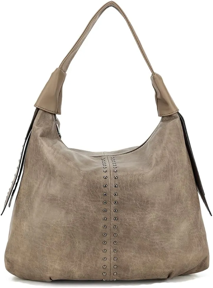 Vintage Handbags Womens Single Shoulder Bag Tote Bag Leather Hobo Handbag Ladies Weekender Bag Rivet Totes Purse