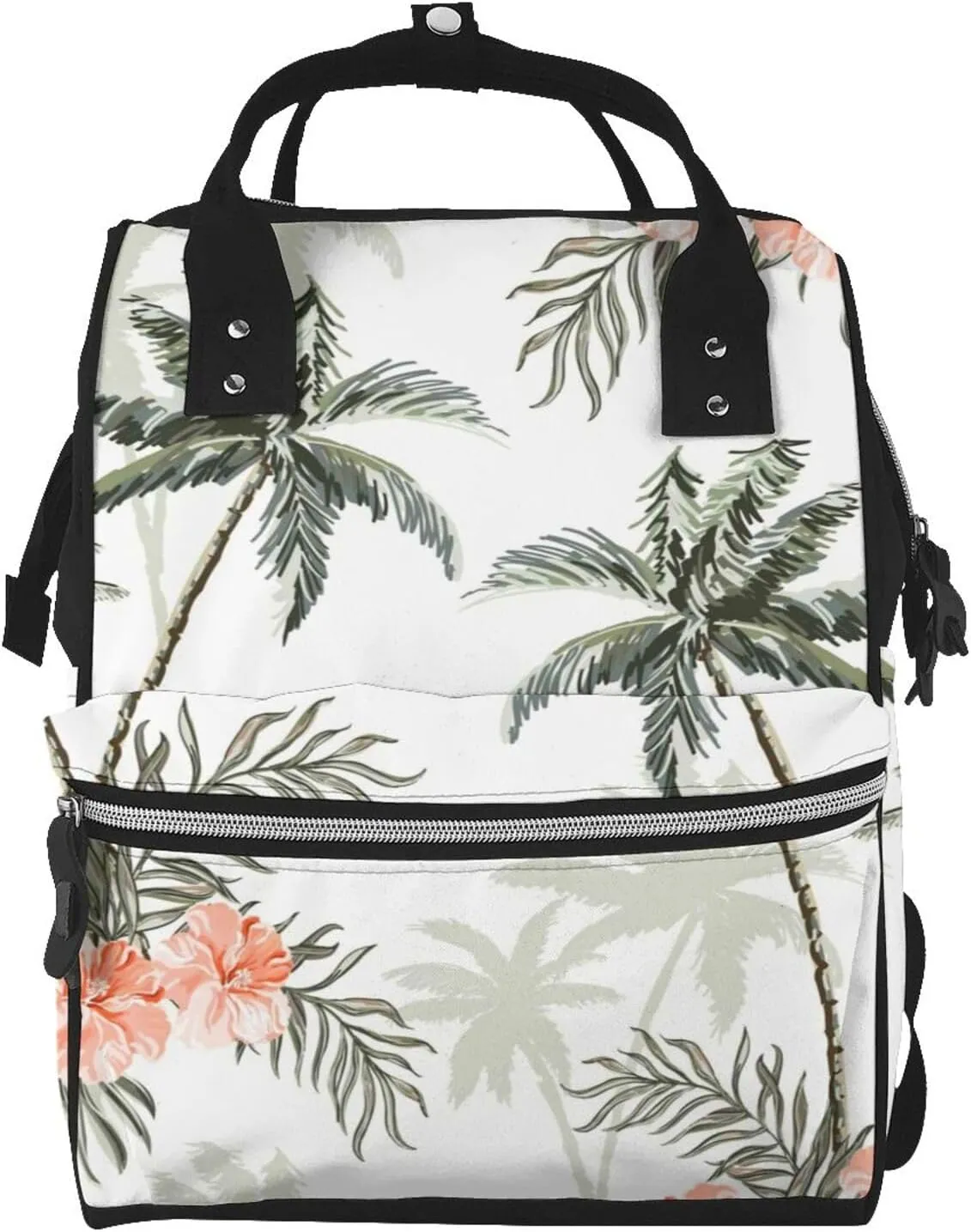 Vintage Palm Trees Diaper Bag Backpack Large Capacity Multifunction with Insulated Pockets Waterproof Baby Diaper Bags Baby Travel Essentials for Dads, Moms, Newborns