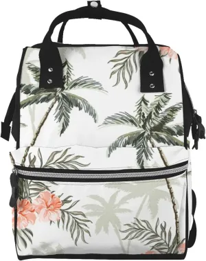 Vintage Palm Trees Diaper Bag Backpack Large Capacity Multifunction with Insulated Pockets Waterproof Baby Diaper Bags Baby Travel Essentials for Dads, Moms, Newborns
