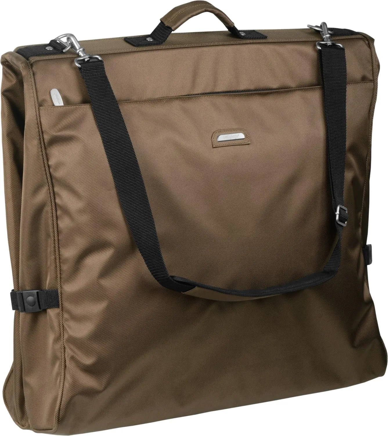 WallyBags Premium Framed Garment Bag with Shoulder Strap and Multiple Pockets, Brown, 45-inch